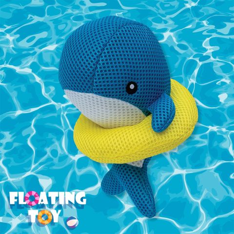 Floating Dog Toy with Mesh Fabric and Squeaker for Water Play